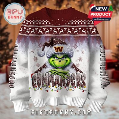 Washington Commanders Grinch Ugly Christmas Sweater 2025