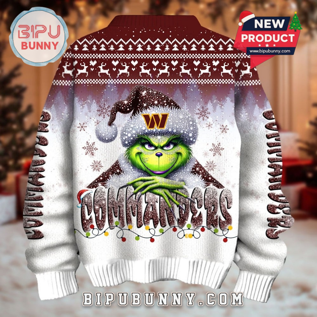 Washington Commanders Grinch Ugly Christmas Sweater 2025 Washington Commanders Grinch Ugly Christmas Sweater 2025