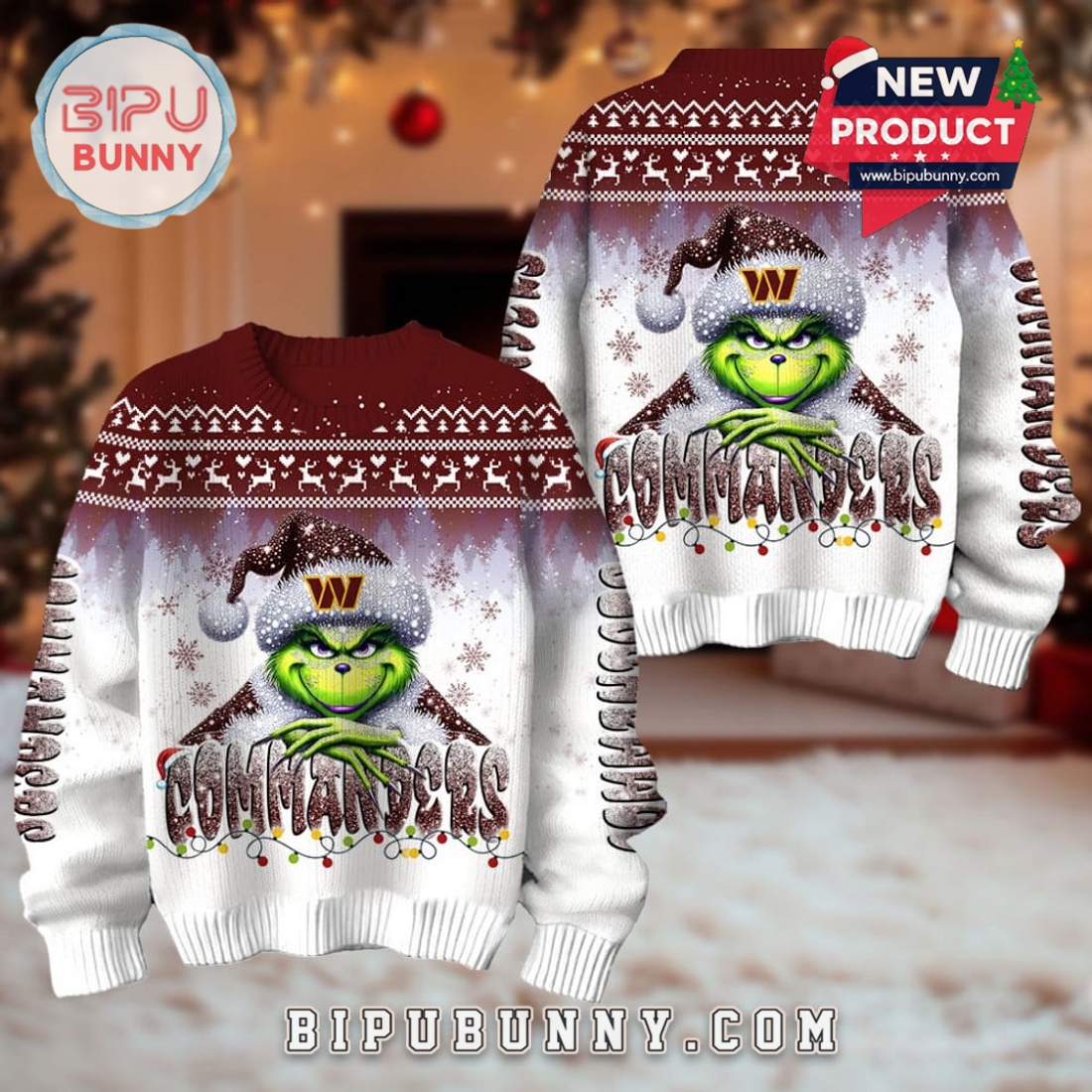 Washington Commanders Grinch Ugly Christmas Sweater 2025 Washington Commanders Grinch Ugly Christmas Sweater 2025