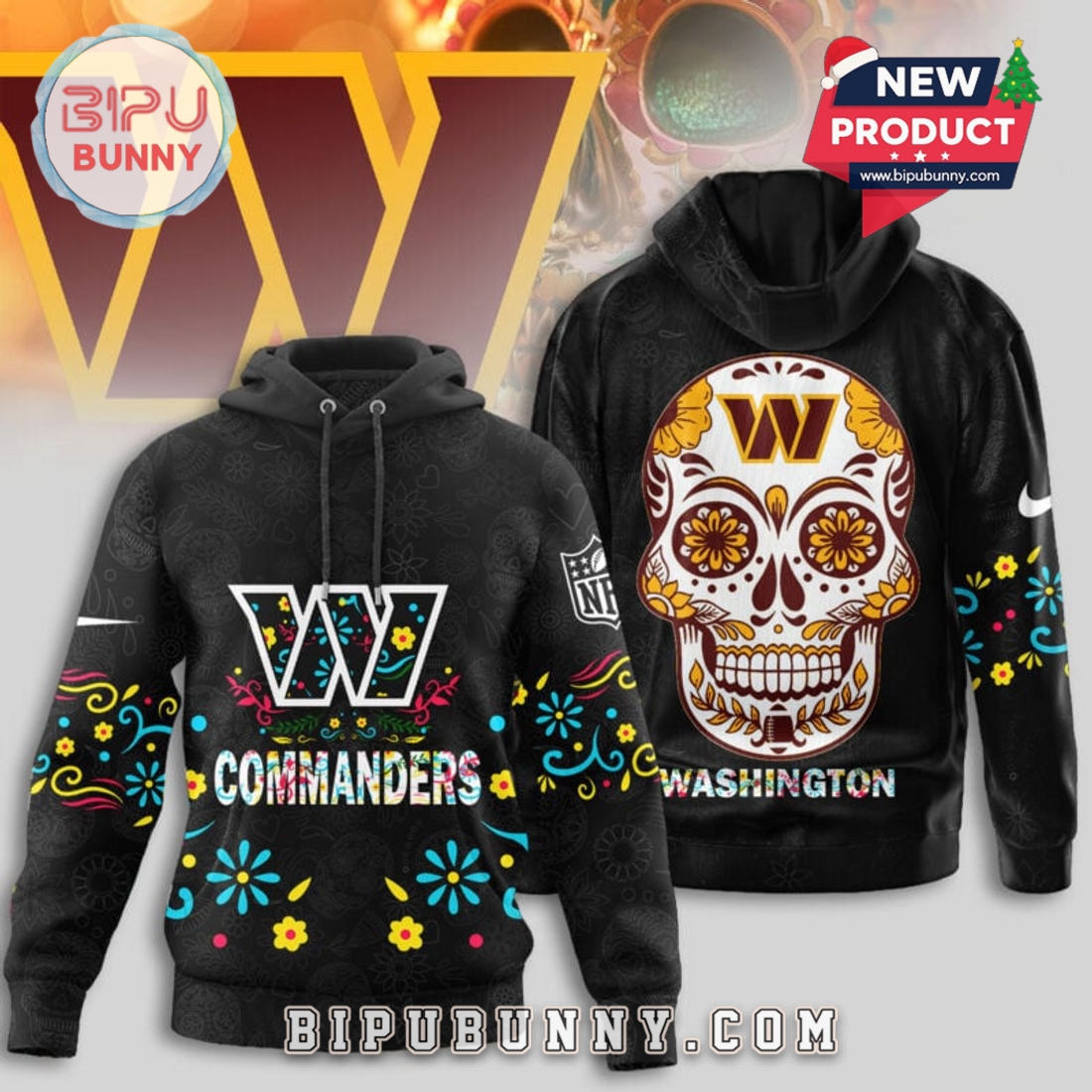 Washington Commanders NFL Dia de los Muertos Limited Editions Hoodie Washington Commanders NFL Dia de los Muertos Limited Editions Hoodie