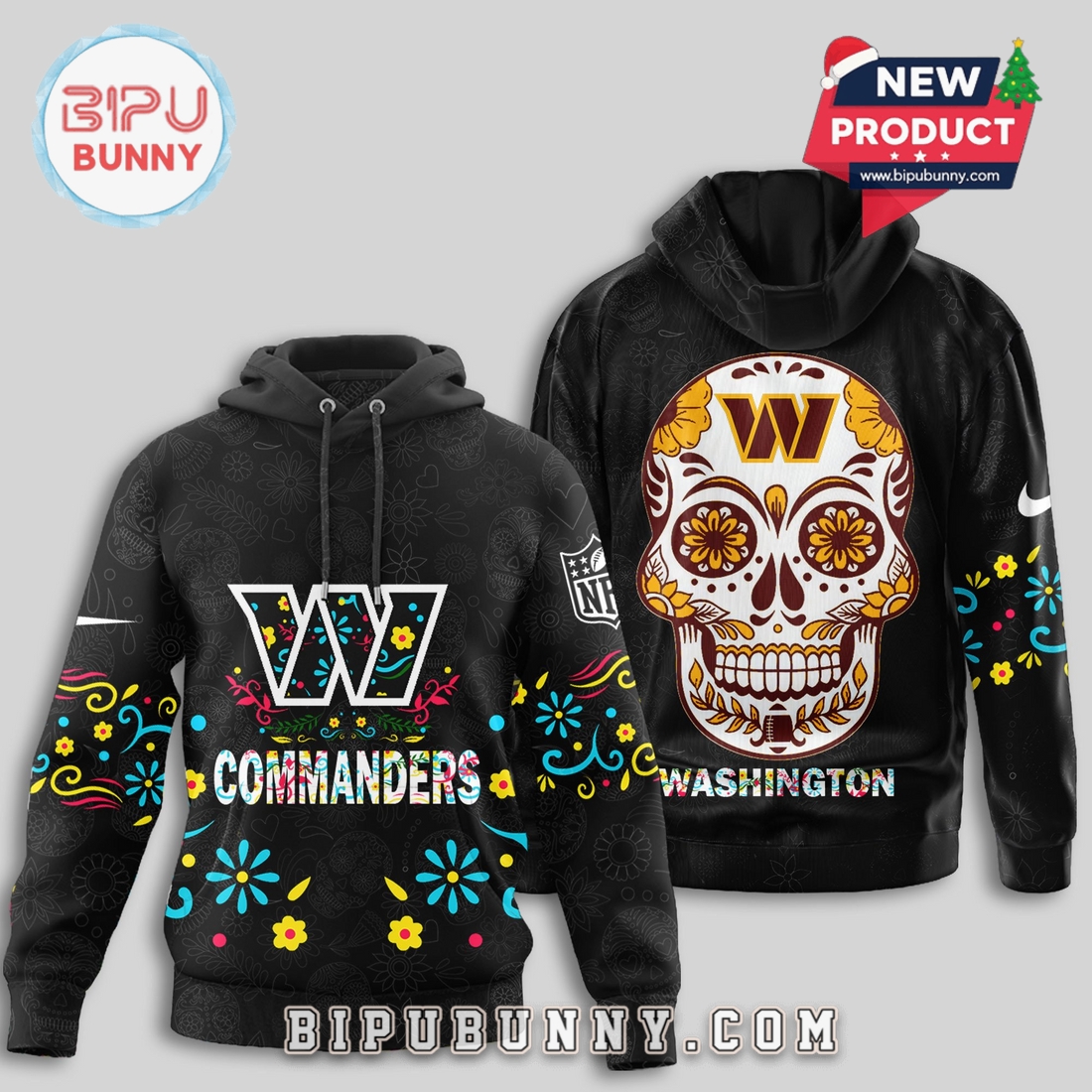 Washington Commanders NFL Dia de los Muertos Limited Editions Hoodie Washington Commanders NFL Dia de los Muertos Limited Editions Hoodie
