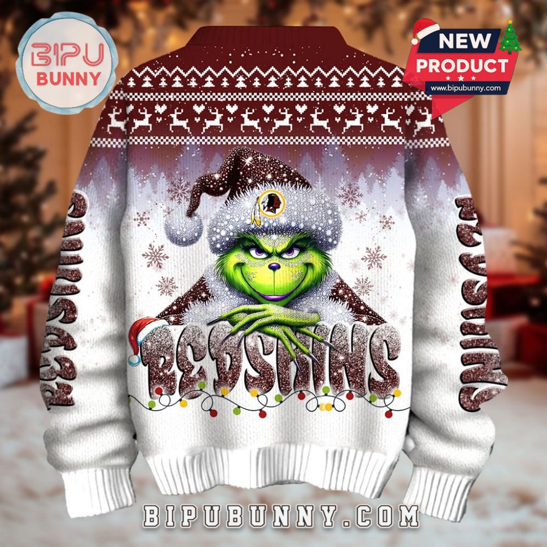 Washington Redskin Grinch Ugly Christmas Sweater 2025 Washington Redskin Grinch Ugly Christmas Sweater 2025