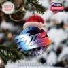A metallic ZZ Top ornament with Christmas lights and Santa hat adds music fan flair to the holiday tree!