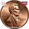 Copper penny inspired coin with Lincoln portrait smooth edges and traditional patriotic inscriptions!