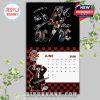 June 2026 AC/DC calendar page showing signatures, band visuals, and red-black checker theme with Angus Young illustration and branded icons!