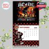 September page of the AC/DC 2026 calendar includes explosive stage imagery from “Hell’s Bells” with matching color grid and stylized Angus Young drawing!