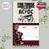 May 2026 page showcasing retro AC/DC cannon artwork with crisp date layout and signature character design of Angus Young holding a guitar below!