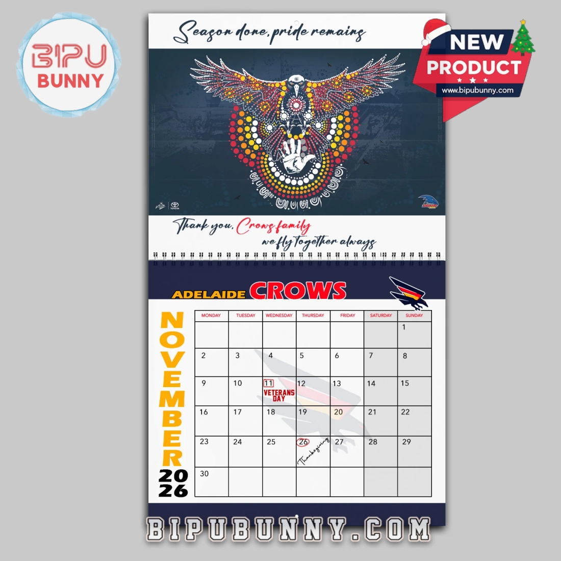 Adelaide Football Club Wall Hanging Calendar 2026 Adelaide Football Club Wall Hanging Calendar 2026