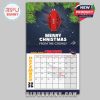 A holiday-themed December calendar page from the Crows with a festive message and football ornament graphic.