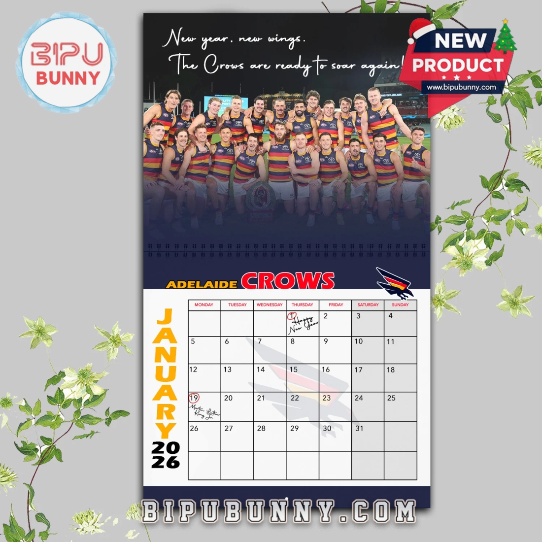 Adelaide Football Club Wall Hanging Calendar 2026 Adelaide Football Club Wall Hanging Calendar 2026