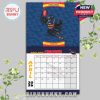 April 2026 Adelaide Crows calendar page with a cartoon-style crow character representing team strength and energy over the monthly date layout.