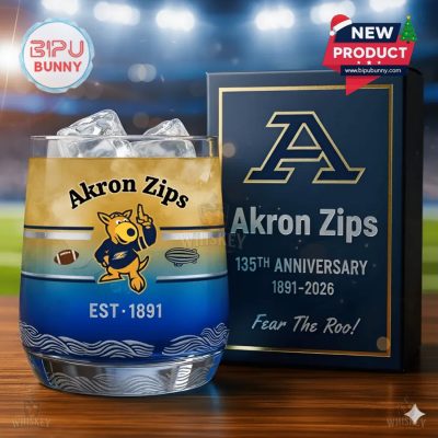 Akron Zips 135th Anniversary Whiskey Glass Akron Zips 135th Anniversary Whiskey Glass
