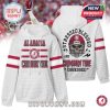 White hoodie with red branding and bold football-themed design perfect for loyal Alabama fans!