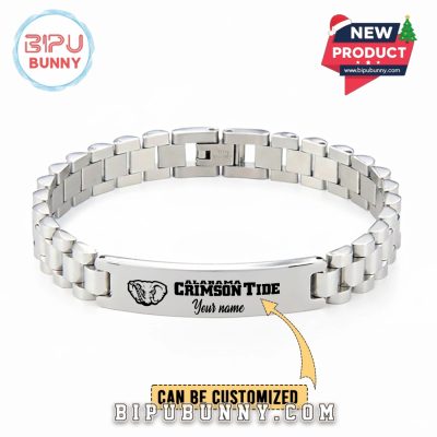 Alabama Crimson Tide Personalized Silver Bracelet