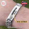Wrist view of Alabama Crimson Tide engraved bracelet with custom name option!