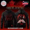 Buffalo Bills x Stranger Things themed hoodie in black with red accents, team logo on front and Demogorgon holding the logo on the back!