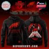 Black hoodie with red Philadelphia Eagles graphics, cracked texture, and a creepy Stranger Things design on the back!