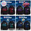 NFL gear spotlighting team-themed hoodies for Inspire Change from the Patriots, Vikings, Dolphins, and Rams, encouraging values like freedom and unity!