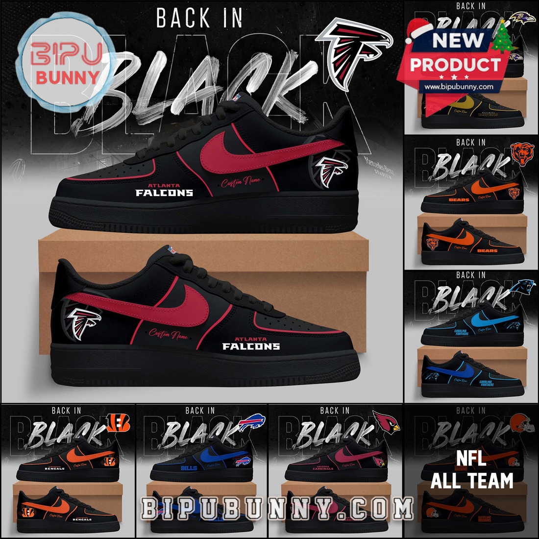 All Team NFL Back In Black Limited Edition Air Force 1 All Team NFL Back In Black Limited Edition Air Force 1