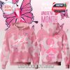 Philadelphia Eagles pink camo hoodie featuring awareness ribbon art, butterflies, team branding, and supportive messaging!