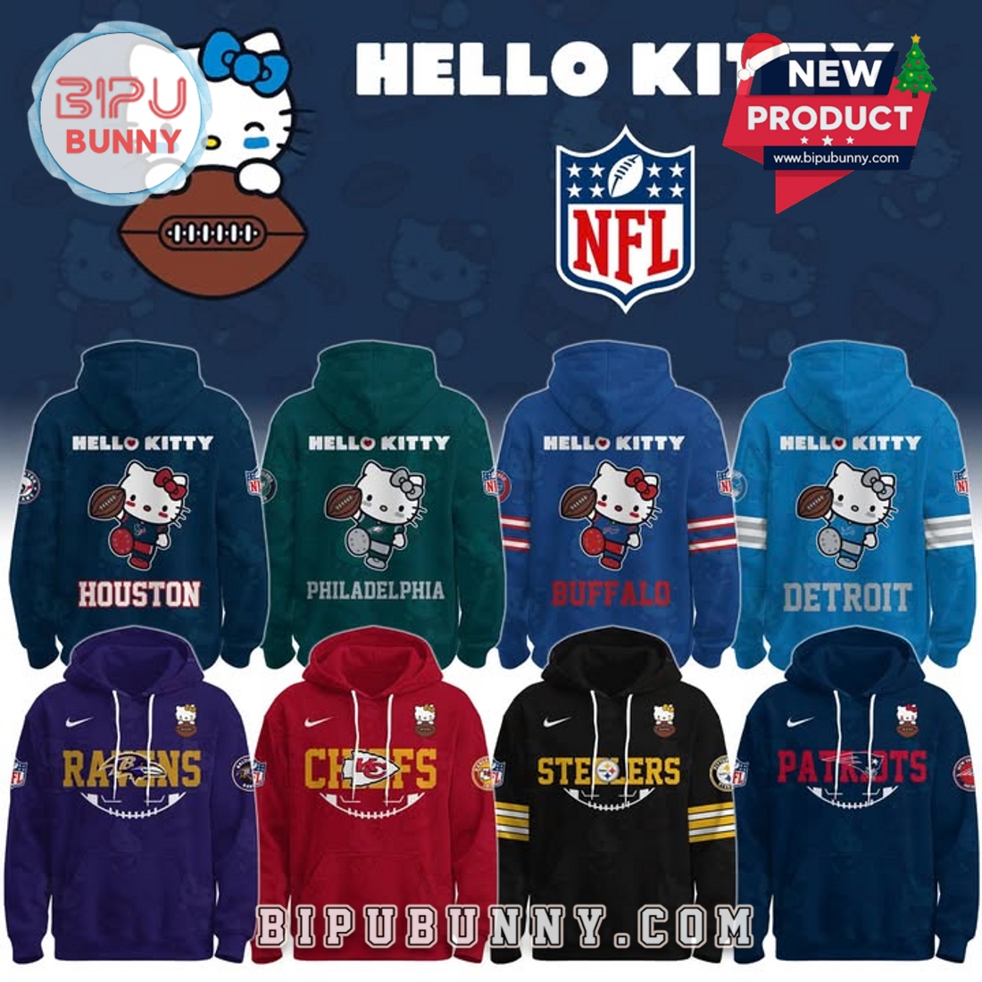 All Team NFL x Hello Kitty Limited Edition Hoodie All Team NFL x Hello Kitty Limited Edition Hoodie
