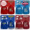 NFL Snoopy hoodies for San Francisco 49ers, Detroit Lions, Los Angeles Rams, and Arizona Cardinals featuring team logos and Snoopy designs.