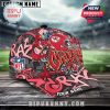 Full-view of a Kansas City Chiefs cap with complex graffiti design, team logo, and customizable text area on the brim.