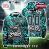 Street-inspired Philadelphia Eagles hoodie with full team design, teal graffiti elements, and customizable back name area.