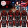 NFL hoodies with Stranger Things crossover graphics, team logos, red-black horror textures, and custom name options!
