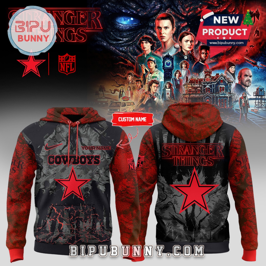 All Teams NFL x Stranger Things Custom Hoodie All Teams NFL x Stranger Things Custom Hoodie