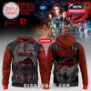 Buffalo Bills Stranger Things hoodie with dual logos, creepy Upside Down design, and red-black horror aesthetic!