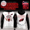 Eagles hoodie with Stranger Things and Hellfire Club graphics in red and black, bold team branding, and fantasy-styled visuals!