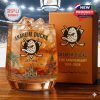 A colorful NHL-themed whiskey glass celebrating 33 years of the Anaheim Ducks with anniversary graphics, full-color illustrations, and custom packaging!