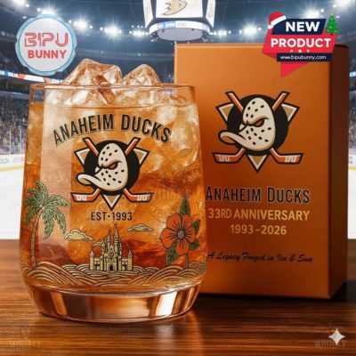 Anaheim Ducks 33rd Anniversary Whisky Glass Anaheim Ducks 33rd Anniversary Whisky Glass