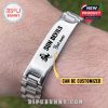 On-wrist view of personalized Sun Devils stainless bracelet with engraved design!