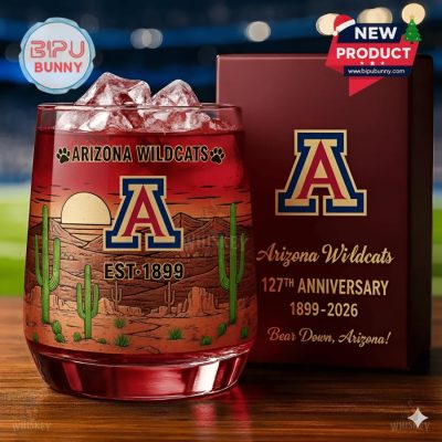 Arizona Wildcats Football 127th Anniversary Whiskey Glass Arizona Wildcats Football 127th Anniversary Whiskey Glass