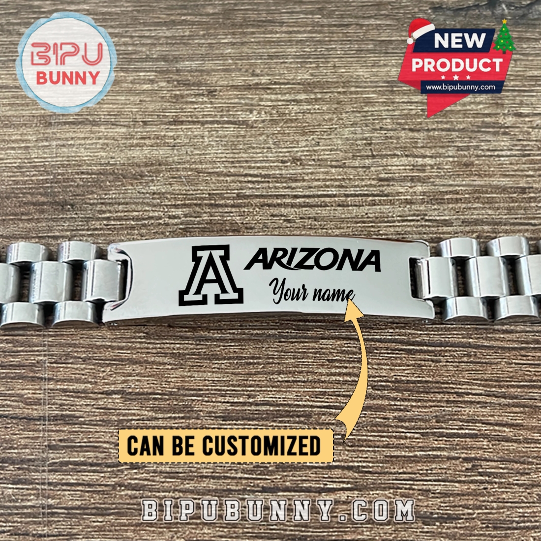 Arizona Wildcats Personalized Silver Bracelet Arizona Wildcats Personalized Silver Bracelet