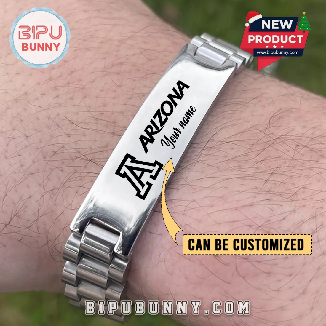 Arizona Wildcats Personalized Silver Bracelet Arizona Wildcats Personalized Silver Bracelet
