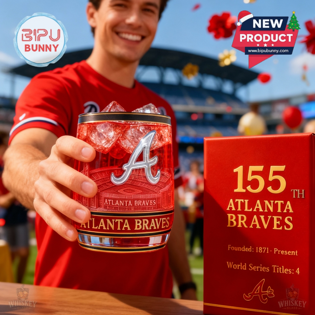 Atlanta Braves 155th Anniversary Whiskey Glass Atlanta Braves 155th Anniversary Whiskey Glass