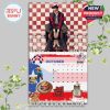 Bad Bunny sitting on a checkered backdrop above an October calendar grid with vibrant themed decorations!
