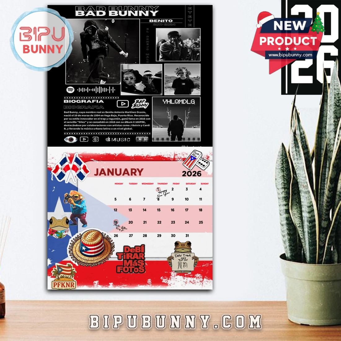 Bad Bunny Wall Hanging Calendar 2026 Bad Bunny Wall Hanging Calendar 2026