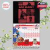 Red toned graphic design and layered visuals make April’s calendar page both energetic and expressive for Bad Bunny fans!
