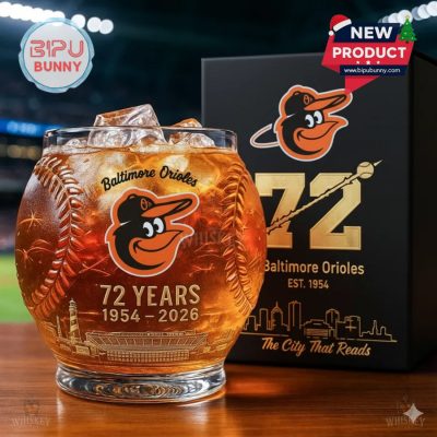 Baltimore Orioles 72nd Anniversary Whiskey Glass