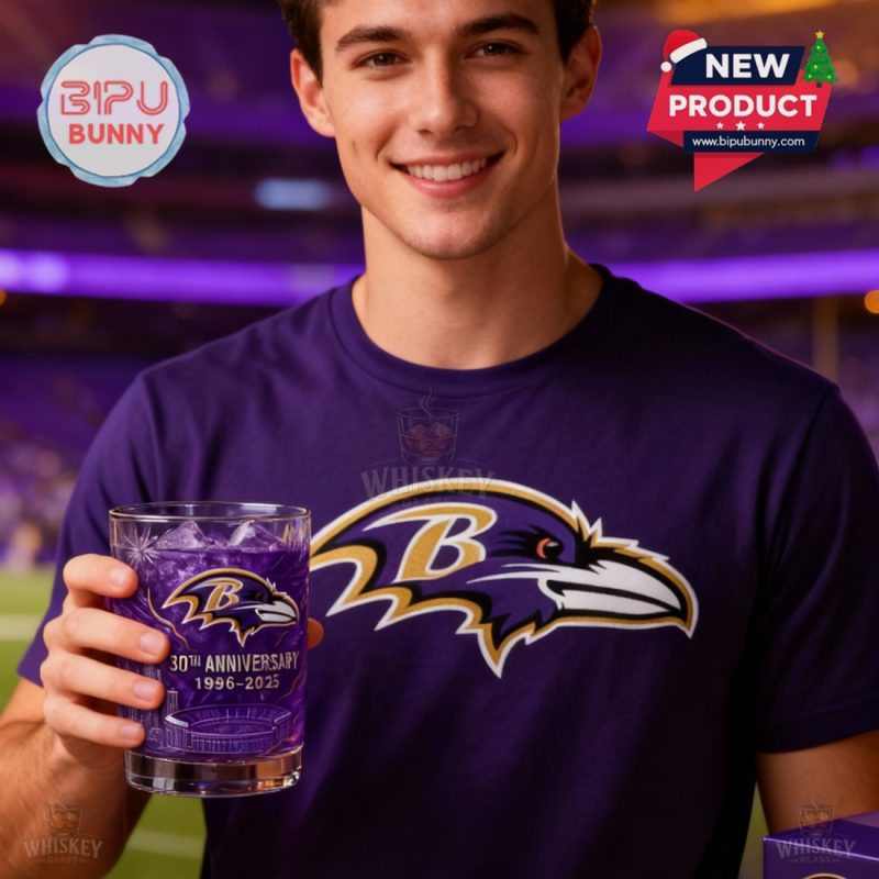 Baltimore Ravens 30th Anniversary Whiskey Glass