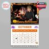 Barry Manilow’s October 2025 calendar design for Halloween featuring costume-like attire, pumpkin art, and a fun spooky vibe!