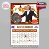 Barry Manilow’s November 2025 calendar page themed for Thanksgiving with cozy graphics, a classic dinner setting, and his charismatic pose!