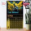 Batman calendar page for January 2026 with a powerful illustration, iconic quotes, and a grungy, high-impact yellow-black layout perfect for superhero fans!