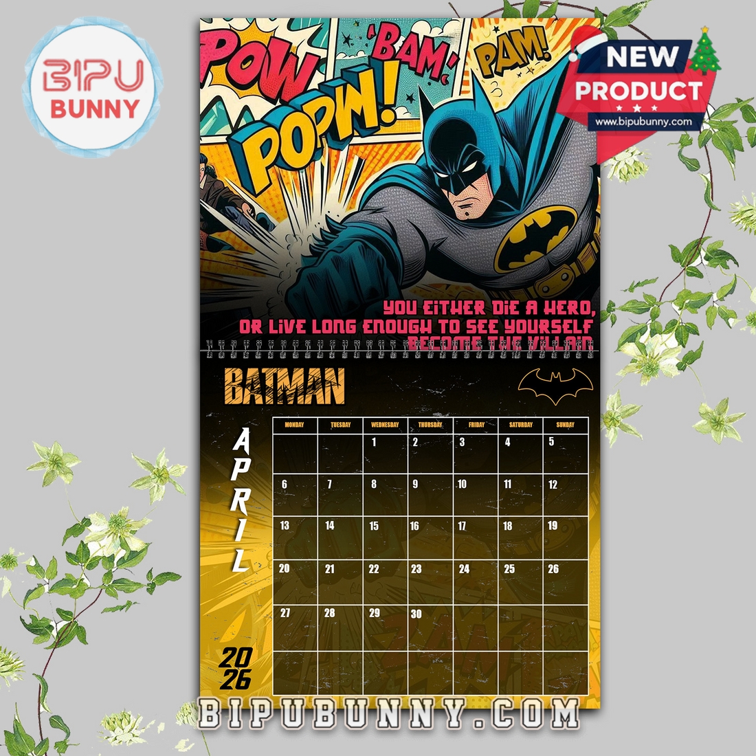 Batman Wall Hanging Calendar 2026 Batman Wall Hanging Calendar 2026