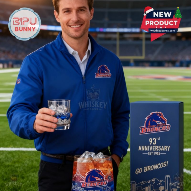 Boise State Broncos 93rd Anniversary Whiskey Glass