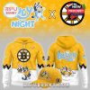Complete outfit set of a Boston Bruins and Bluey hoodie and cap shown from all angles, emphasizing coordinated design and character art!